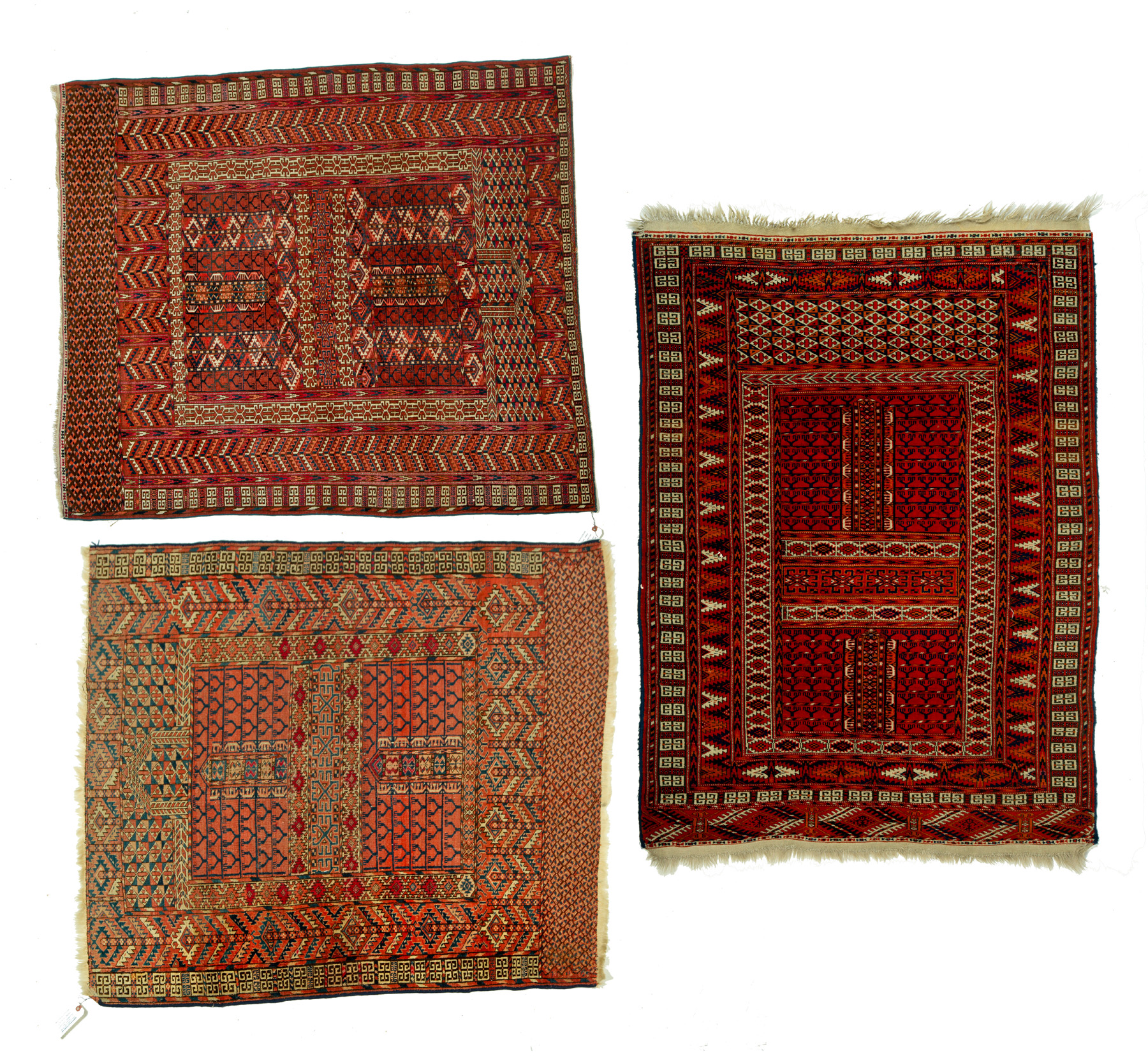 Appraisal: THREE ORIENTAL AREA RUGS Asian th century bokhara rugs in