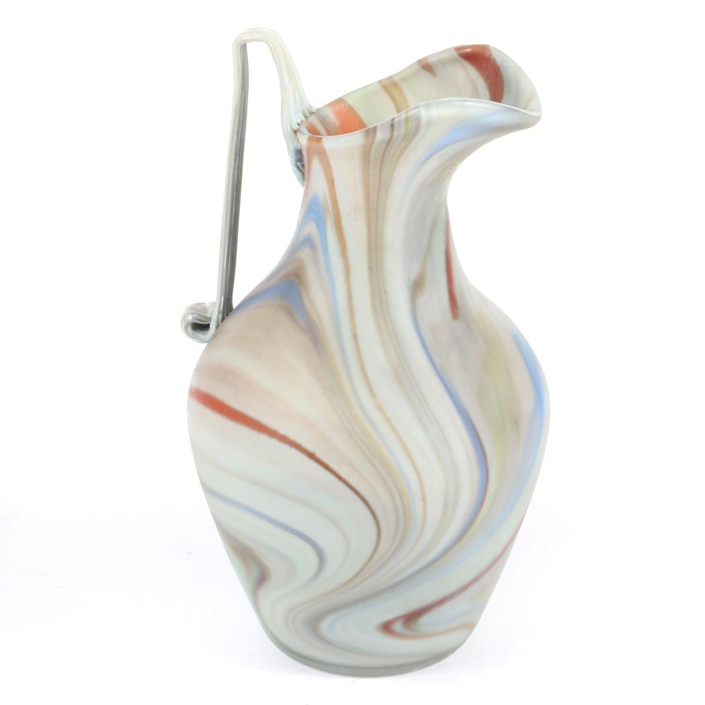 Appraisal: VINTAGE MCM MURANO ITALIAN SATIN SWIRL ART GLASS EWER HVintage