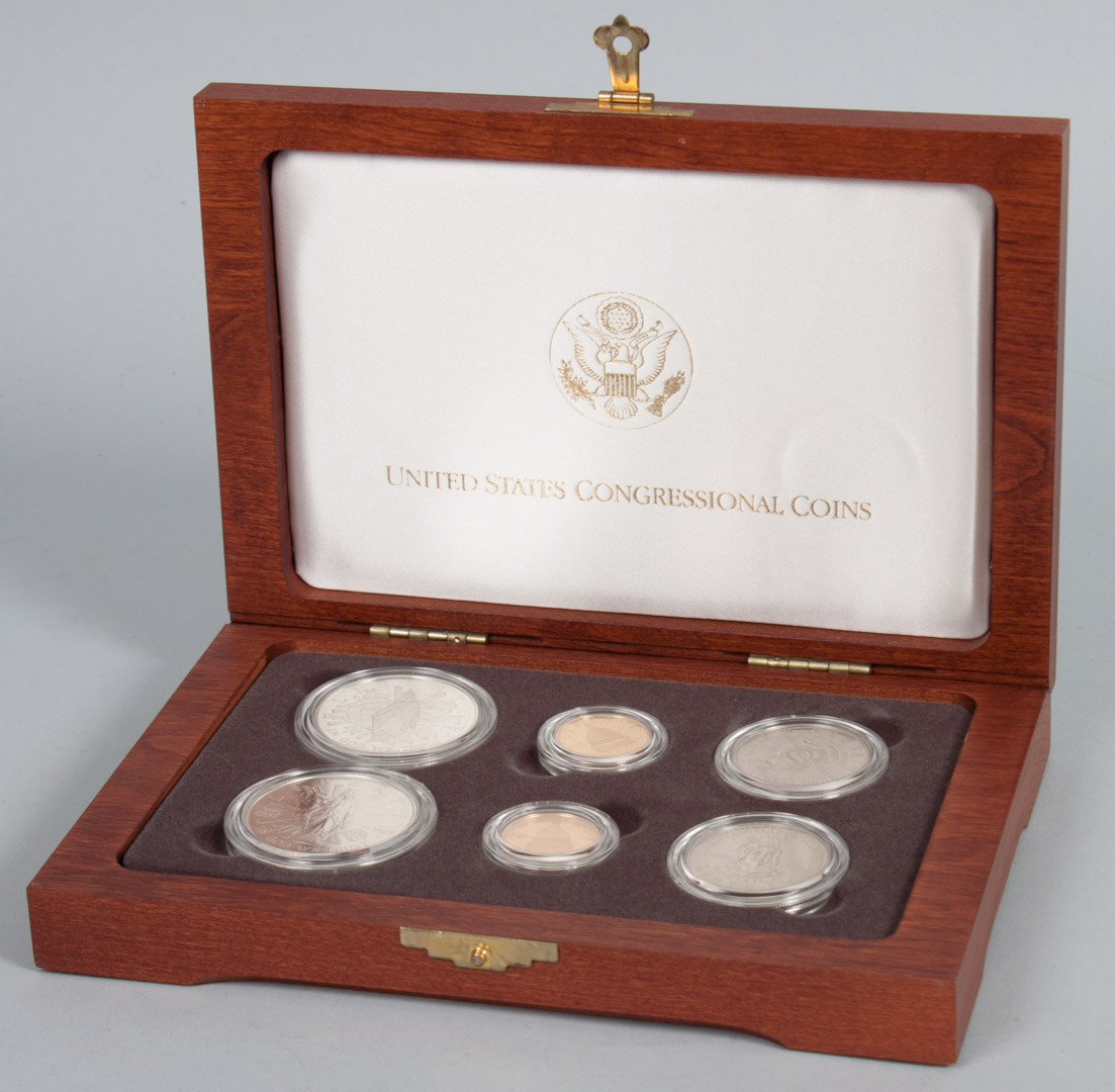 Appraisal: U S Modern Commemoratives Congressional gold and silver six-coin set