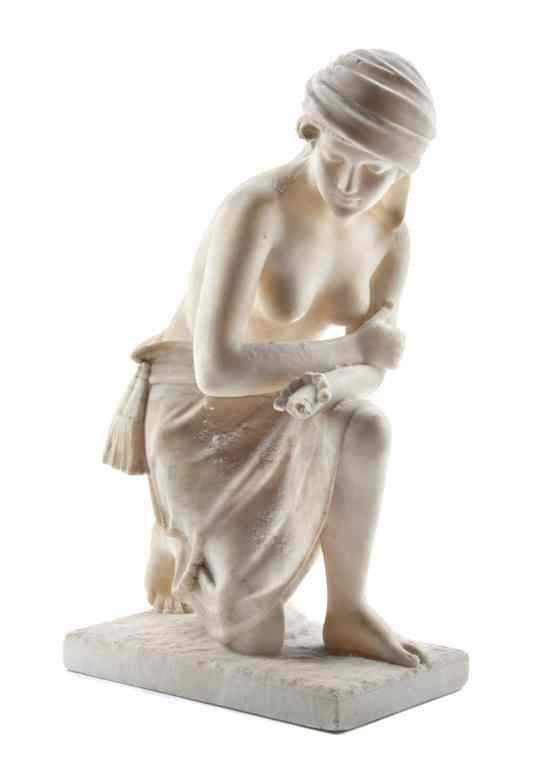 Appraisal: An Italian Alabaster Figure depicting a kneeling female raised on