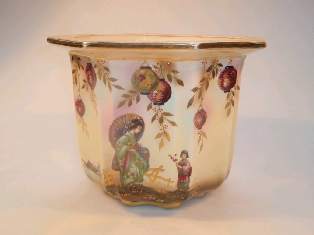 Appraisal: A Sylvac jardiniere of octagonal panelled form painted with Japanese