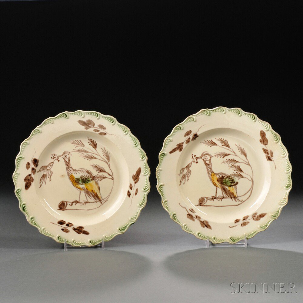 Appraisal: Pair of Staffordshire Cream-colored Earthenware Plates England c each with