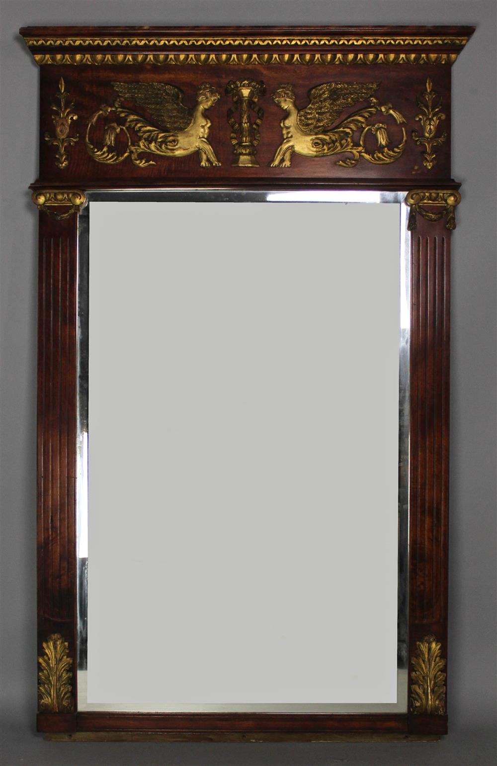 Appraisal: NAPOLEON III CARVED AND PARCEL GILT MAHOGANY PIER MIRROR having