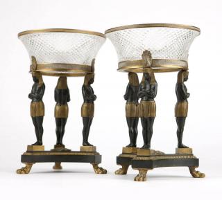 Appraisal: A pair of Austrian bronze and cut crystal parfumes Late