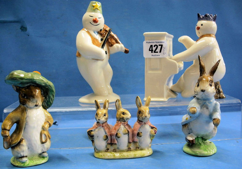 Appraisal: Royal Doulton Snowman Figures Violinist DS Pianist Piano DS and