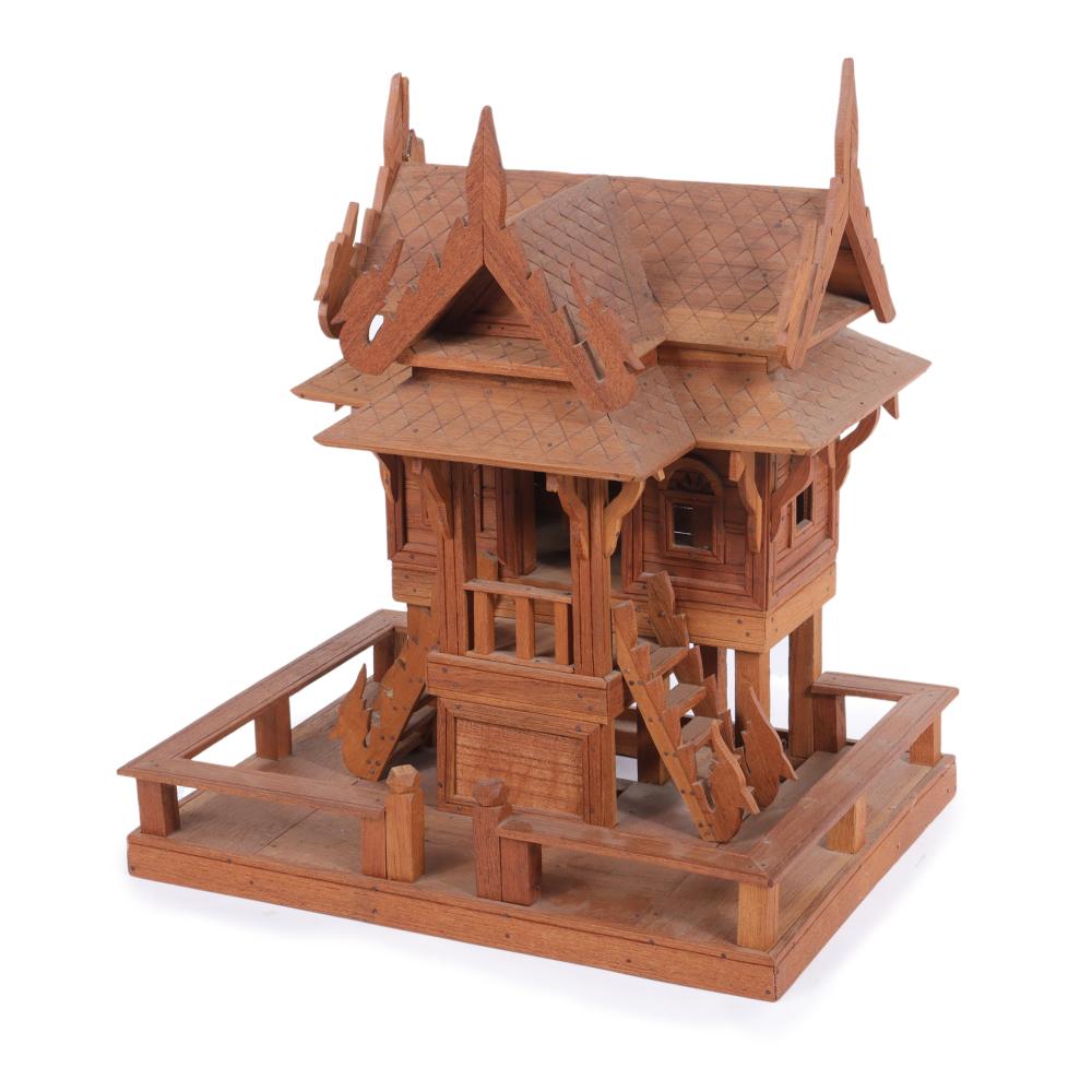 Appraisal: THAILAND TRADITIONAL THAI WOODEN SPIRIT HOUSE TEAK WOOD H X