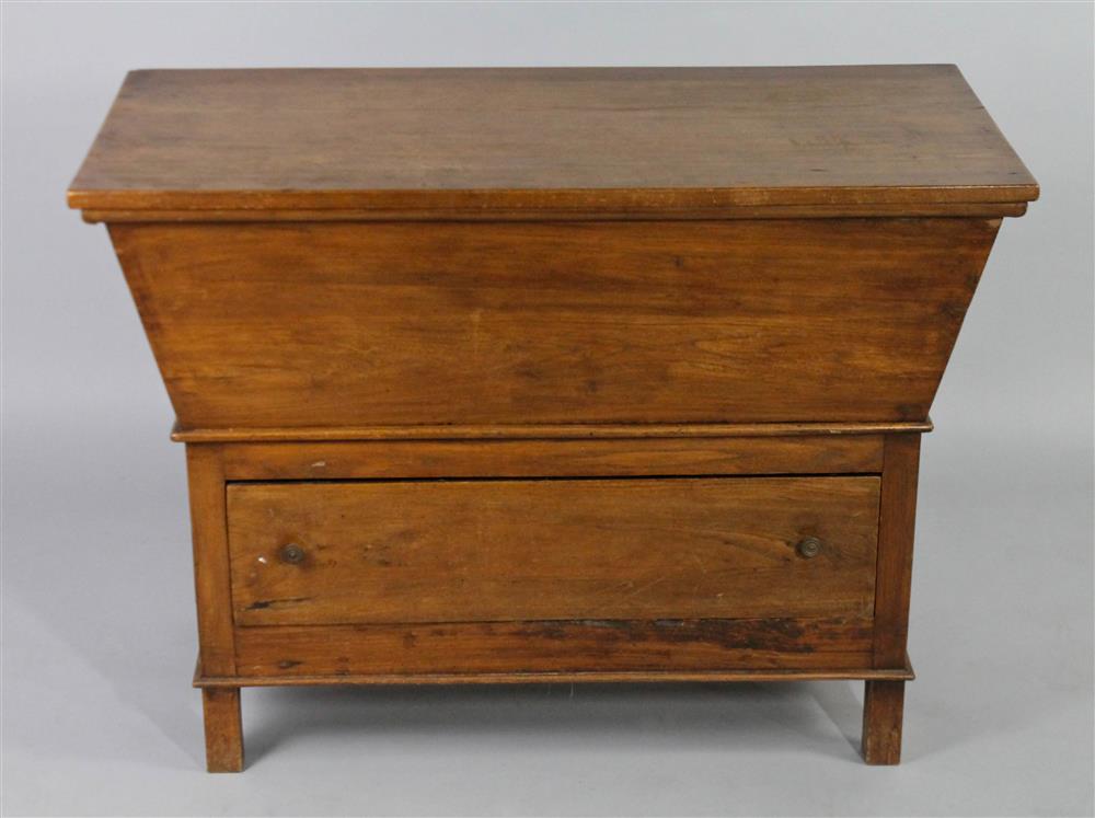 Appraisal: DOUGH BOX WITH LOWER DRAWER late th C the cherrywood