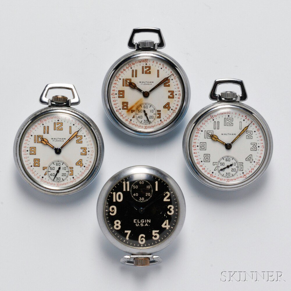 Appraisal: Four American Pocket Watches c all in base metal cases