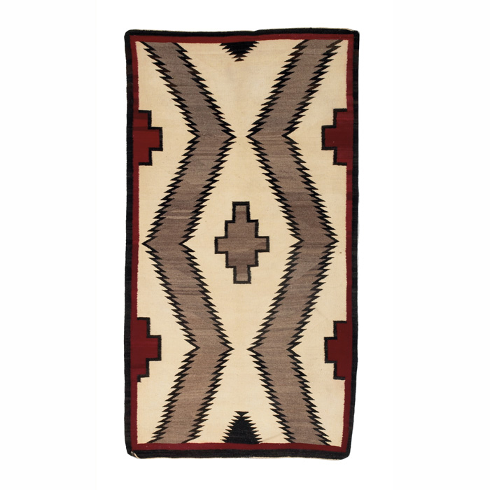 Appraisal: Navajo rug c serrated diamond pattern in red cream and