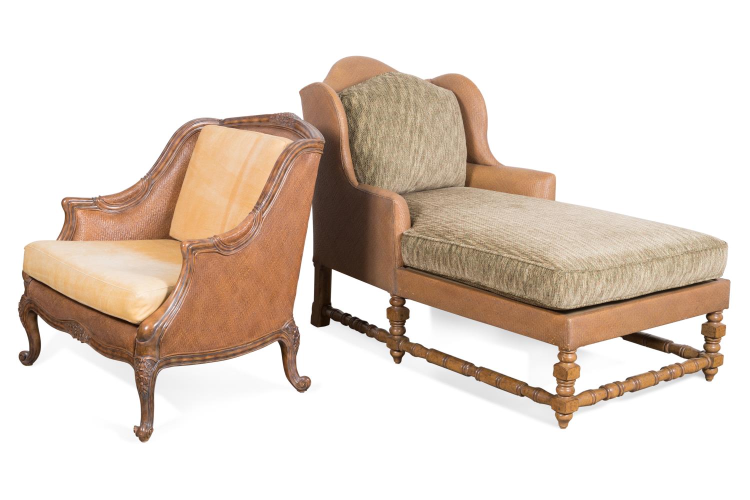 Appraisal: TWO MAITLAND SMITH RATTAN FURNITURE PIECES Two Maitland Smith pieces