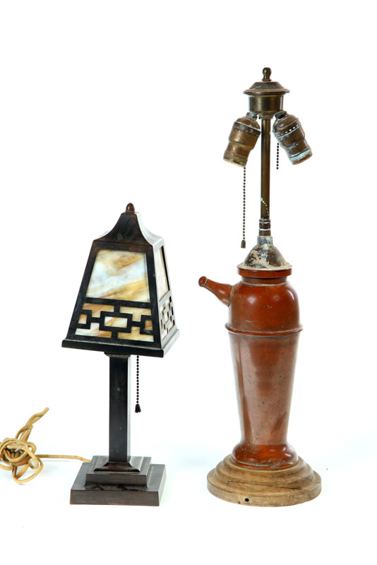 Appraisal: TWO TABLE LAMPS American st half- th century Bronze with