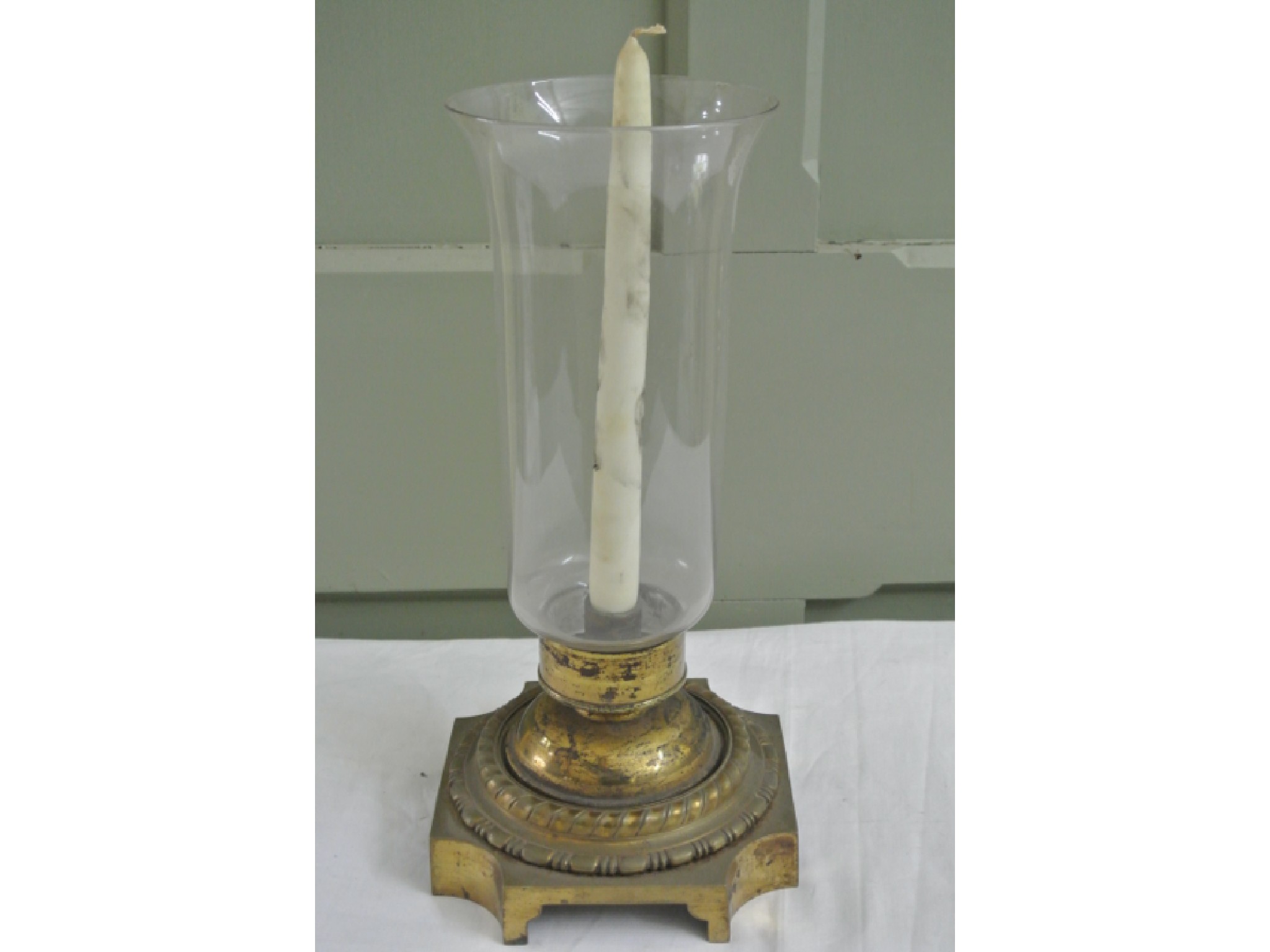 Appraisal: A good quality th century candle lamp with tall cylindrical