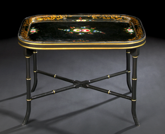 Appraisal: Victorian Tole-Peinte Tray third quarter th century of rounded rectangular