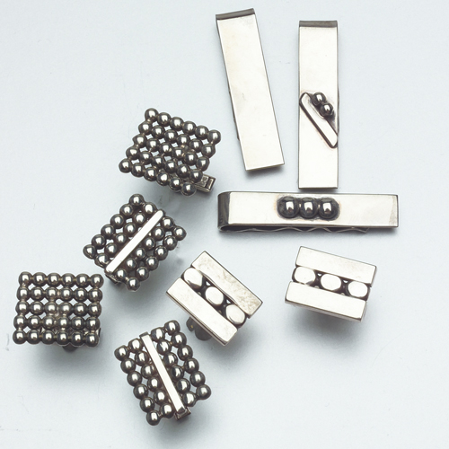 Appraisal: Three cufflink and tie bar sets sterling Some Meyer marks