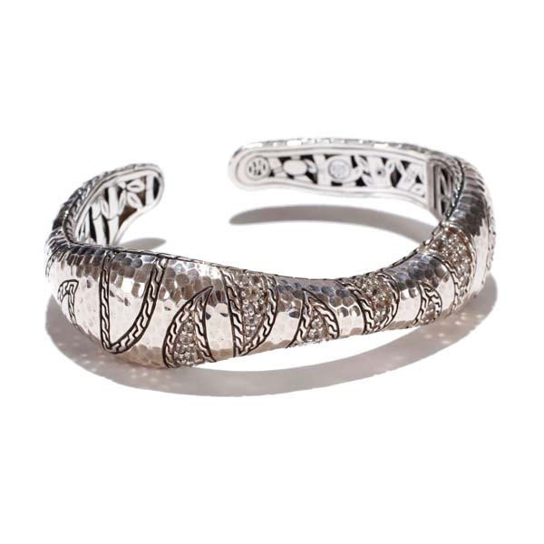 Appraisal: John Hardy Sterling Silver and White Topaz Bangle Bracelet