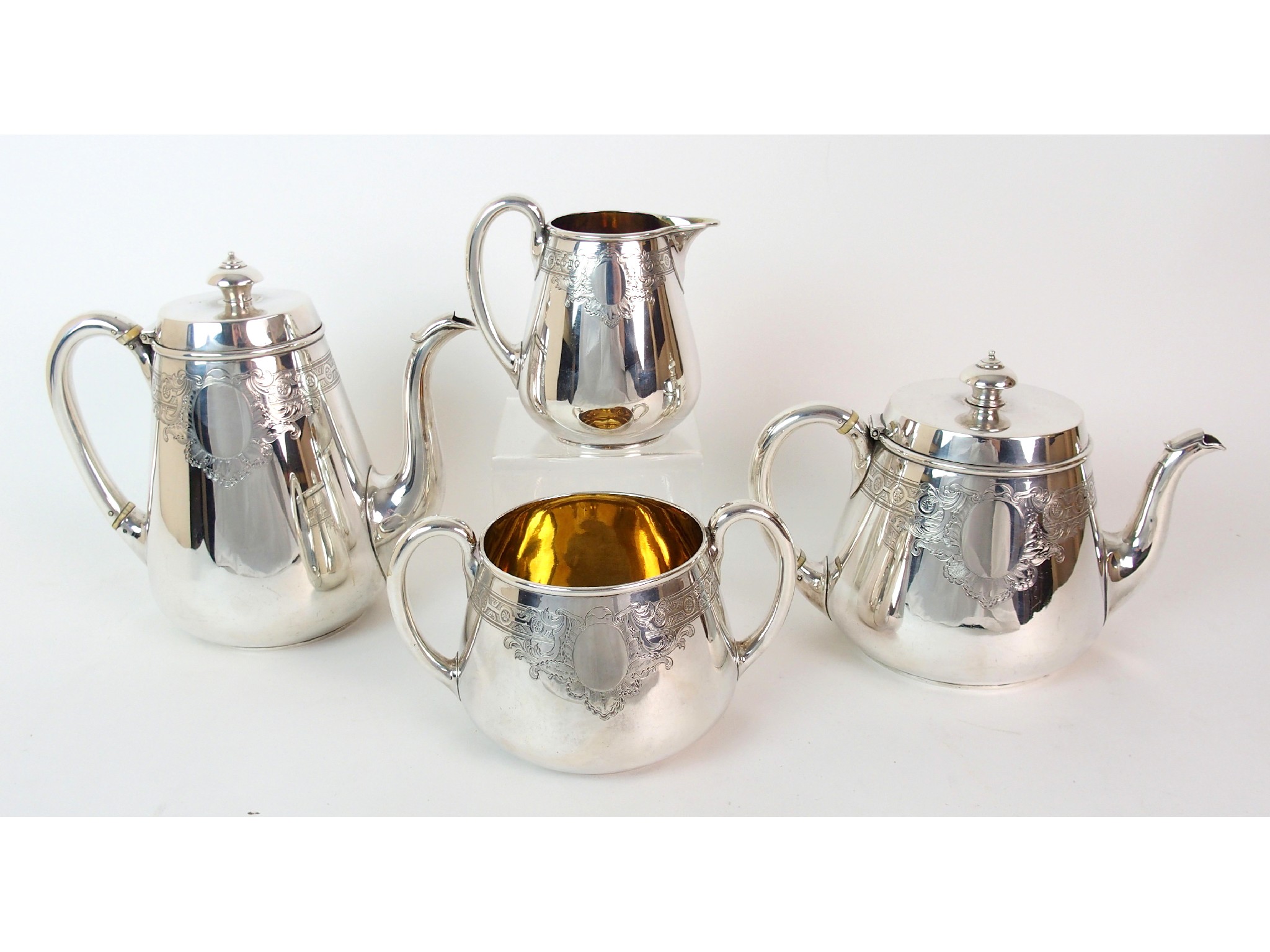 Appraisal: A four piece silver tea serviceby Hunt Roskill late Storr