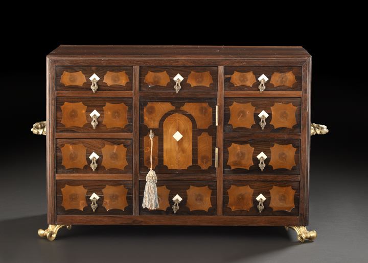 Appraisal: Franco-Flemish Exotic Wood Marquetry Collector's Cabinet fourth quarter th century