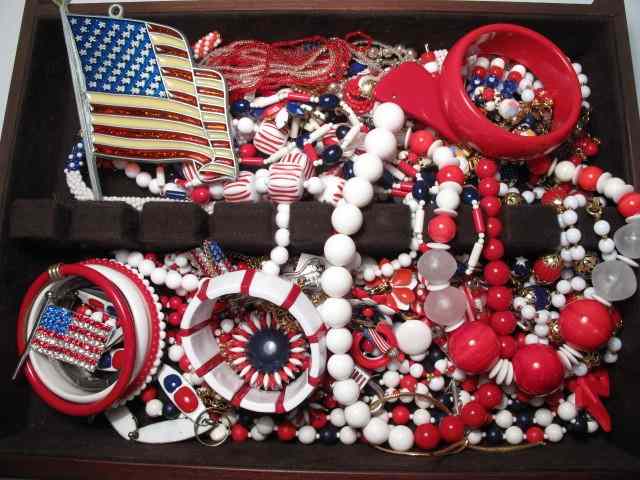 Appraisal: Tray lot of assorted patriotic costume jewelry Includes brands such