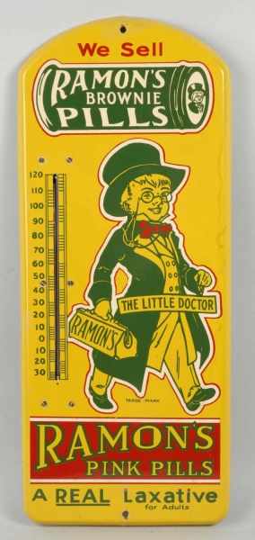 Appraisal: Metal Ramon's Advertising Thermometer Sign Description Depicts a doctor carrying