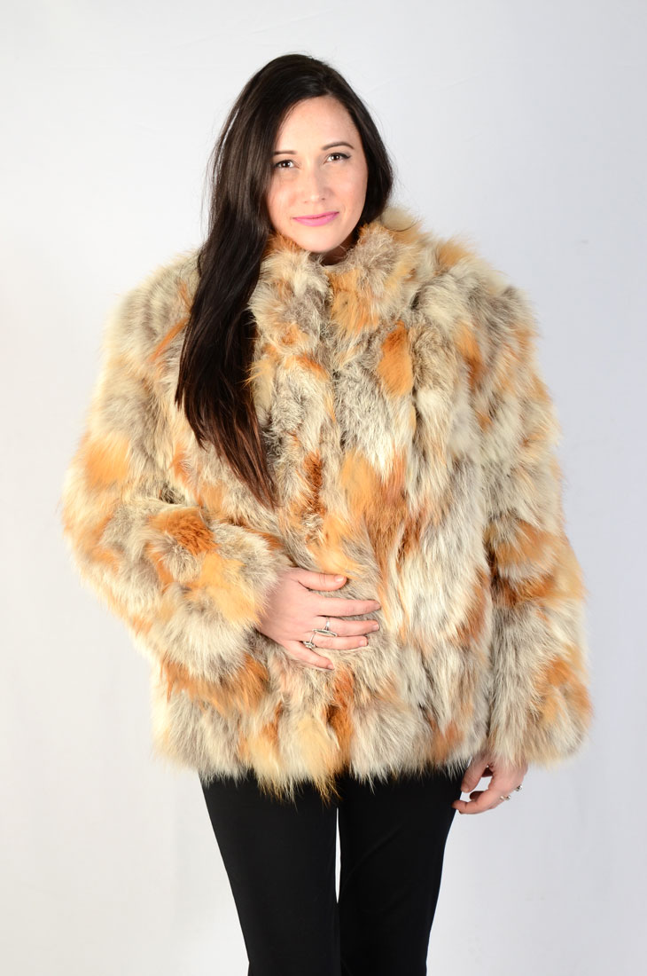 Appraisal: REVERSIBLE VERSATILE GREY RED FOX FUR JACKET Really cute and