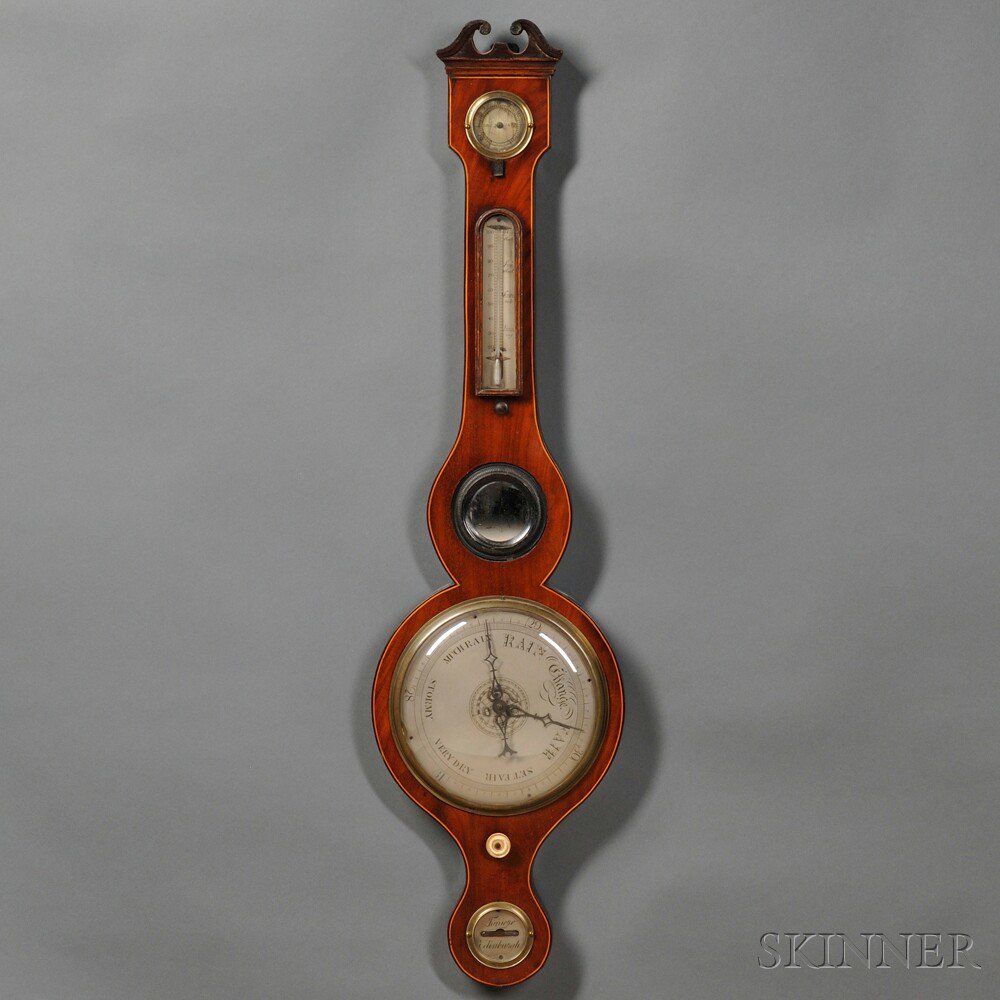 Appraisal: Toniere Mahogany Wheel Barometer Edinburgh th century the broken swan's