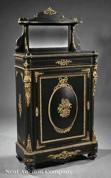 Appraisal: A Napoleon III Gilt Bronze-Mounted and Ebonized Parlor Cabinet late