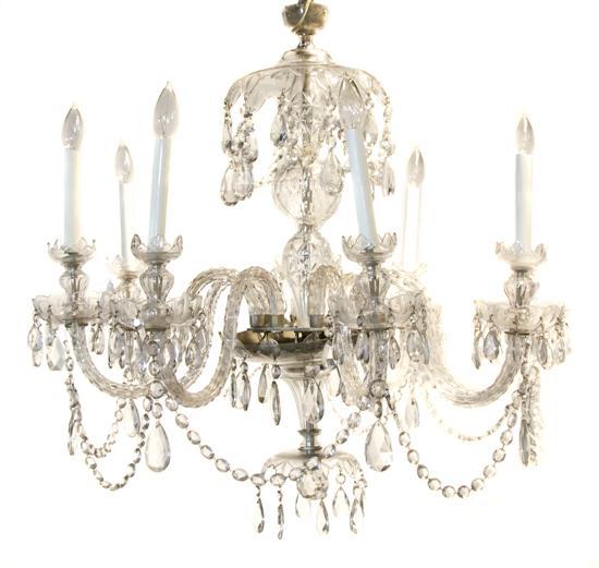 Appraisal: n Eight-Light Cut Glass Chandelier having scrolling arms draped with