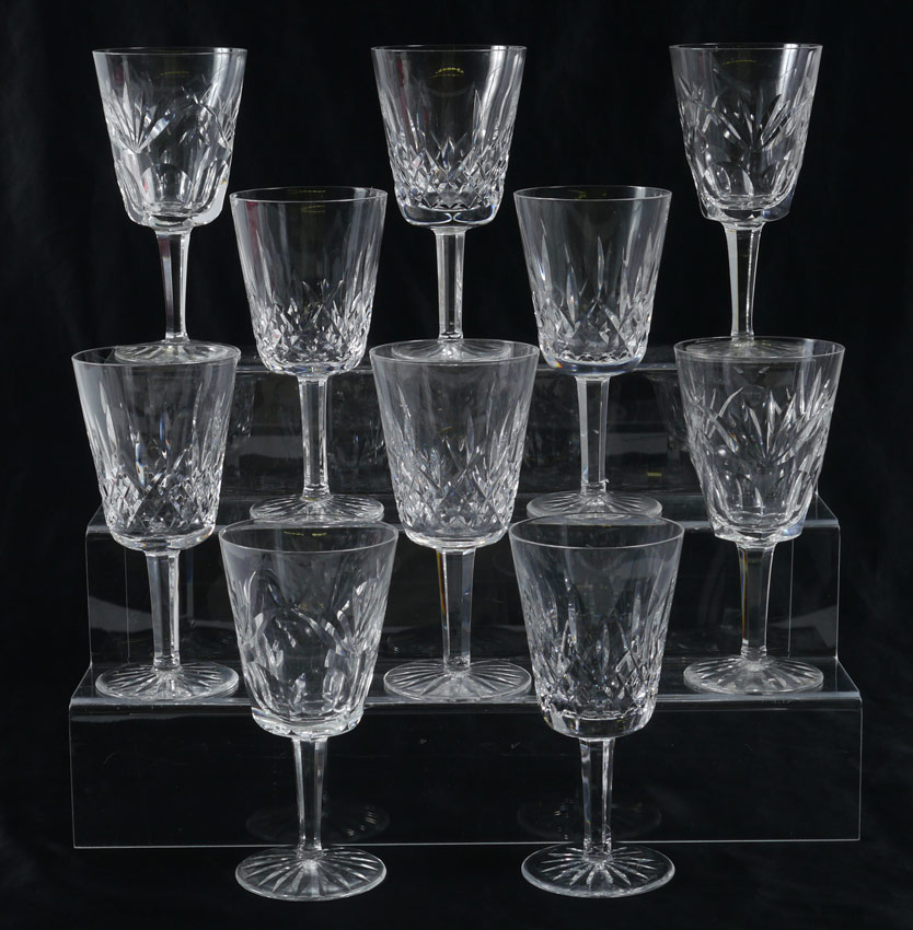 Appraisal: WATERFORD CRYSTAL GOBLETS IN PATTERNS To include Lismore '' h