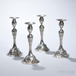 Appraisal: Four Graff Washbourne Dunn Sterling Silver Candlestick Four Graff Washbourne