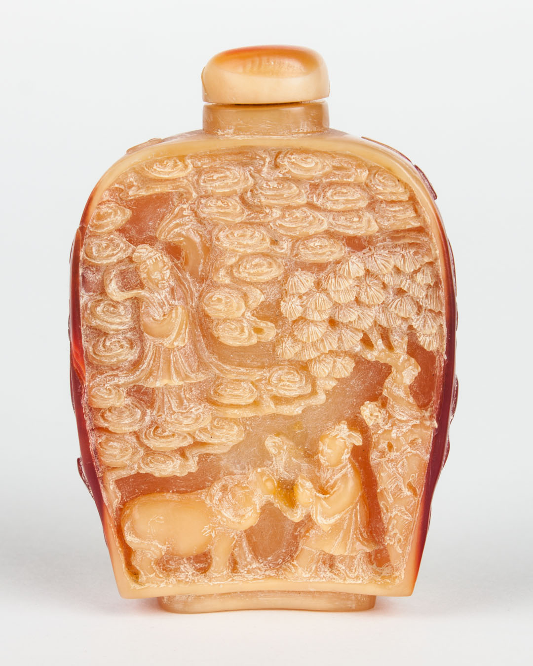 Appraisal: Chinese carved hornbill snuff bottle each side with carved relief