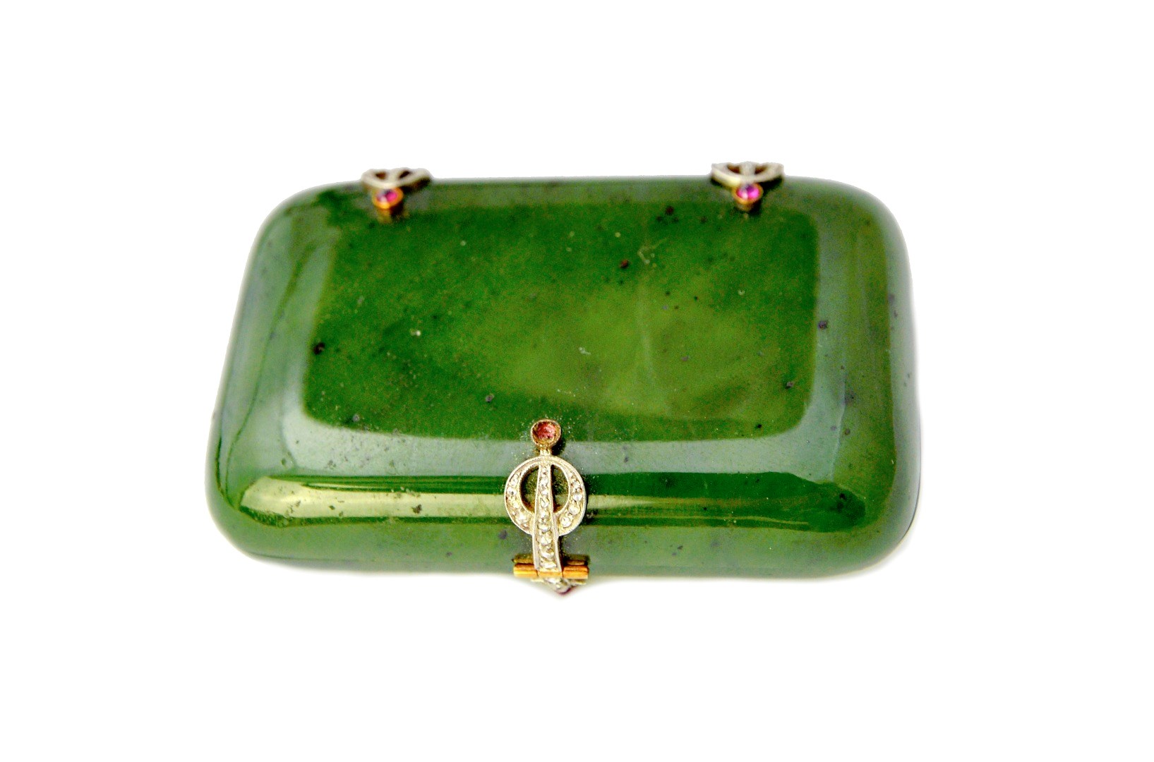 Appraisal: A copy of a Faberge rectangular hinge lidded nephrite case