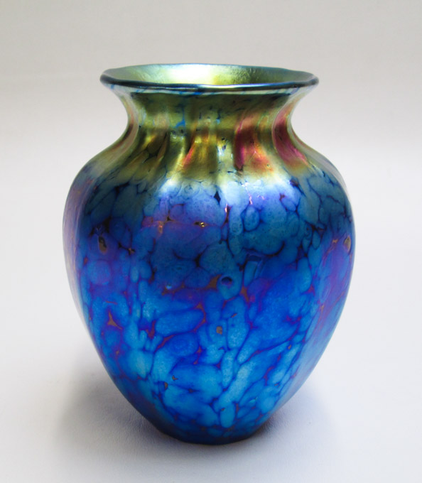 Appraisal: LUNDBERG STUDIOS IRIDESCENT ART GLASS VASE blue body accented with