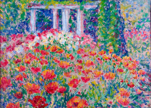 Appraisal: Kenneth Frazier American - A French Garden Giverny Oil on