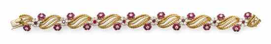 Appraisal: An Karat Gold Diamond and Ruby Bracelet containing round brilliant