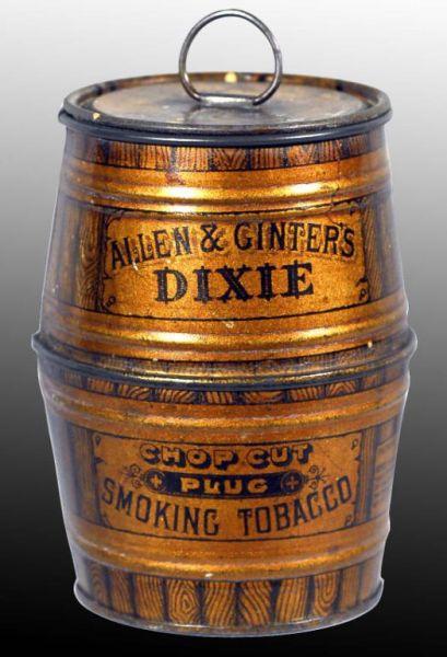 Appraisal: Allen Ginter's Barrel Tobacco Tin Description Nice unusual piece with