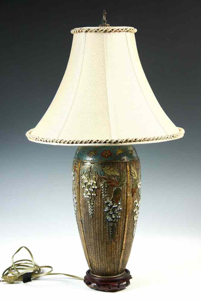 Appraisal: CHINESE CHAMPLEVE TABLE LAMP - Chinese Table Lamp in Bronze