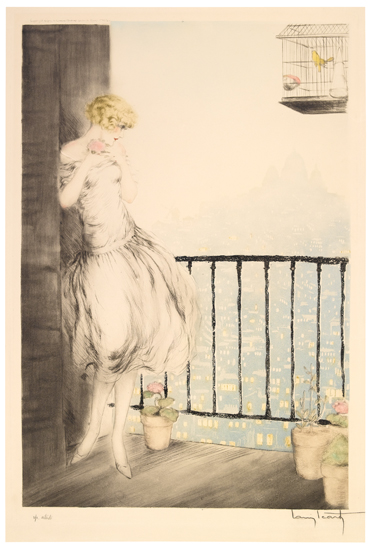 Appraisal: LOUIS ICART Louise Color etching and aquatint x mm x