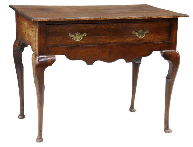 Appraisal: Queen Anne style oak lowboy writing table th c having