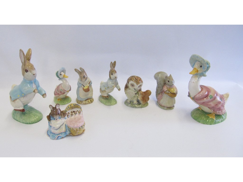 Appraisal: Eight Beswick Beatrix Potter figures including large Jemima Puddleduck gold