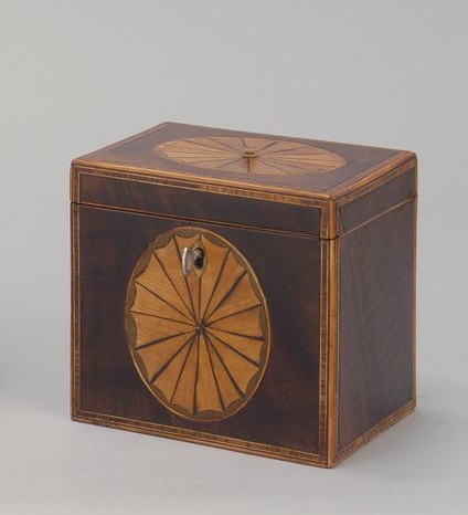 Appraisal: ANTIQUE FEDERAL INLAID WOODEN TEA CADDY Circa - In mahogany