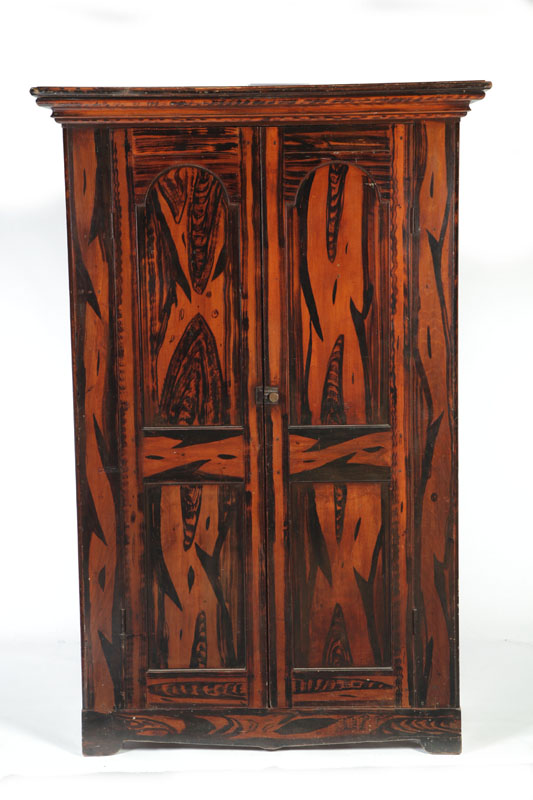 Appraisal: GRAIN PAINTED COUNTRY WARDROBE American th century poplar Original bold