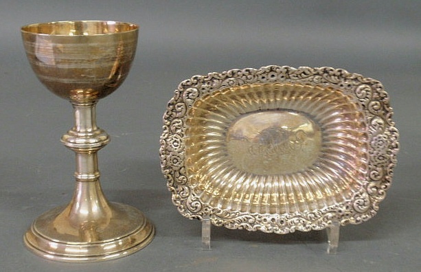 Appraisal: Sterling silver chalice by J E Caldwell with inscription to