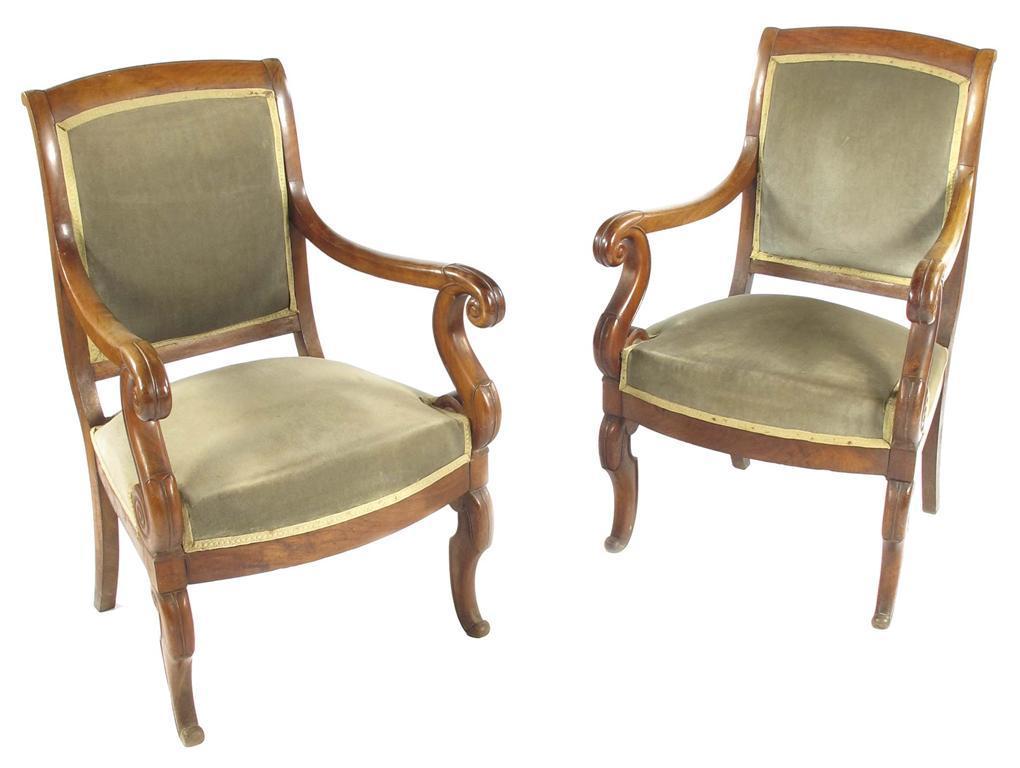 Appraisal: A pair of Louis Phillippe walnut fauteuil