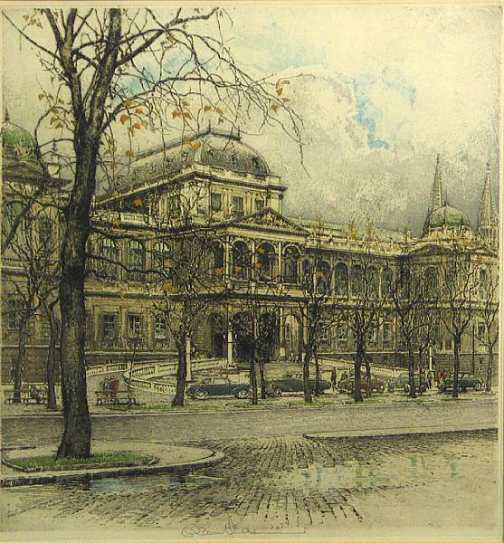 Appraisal: Robert Kasimir Austrian - Vienna University K R Color etching