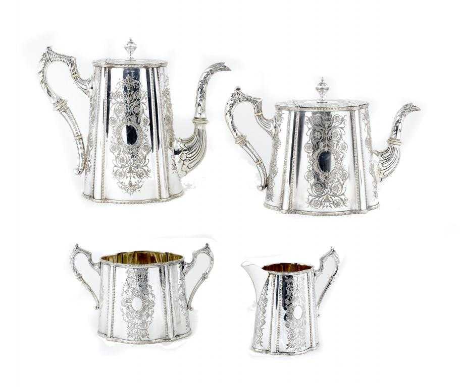 Appraisal: A VICTORIAN TEA AND COFFEE SERVICE of can shape stamped