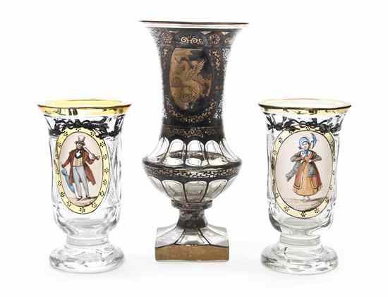 Appraisal: A Collection of Three Bohemian Glass Articles comprising a pair