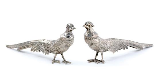 Appraisal: Pair silver pheasants H L Provenance Property of a Southern