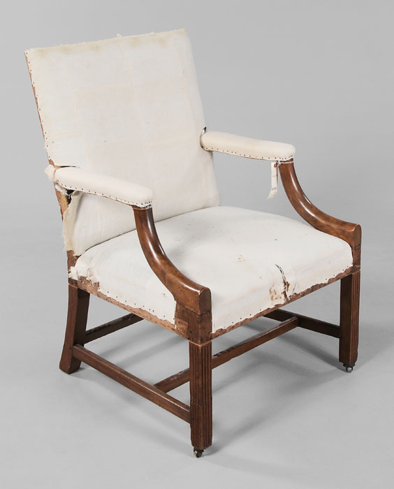 Appraisal: Important Rhode Island Chippendale Library Chair attributed to Newport circa