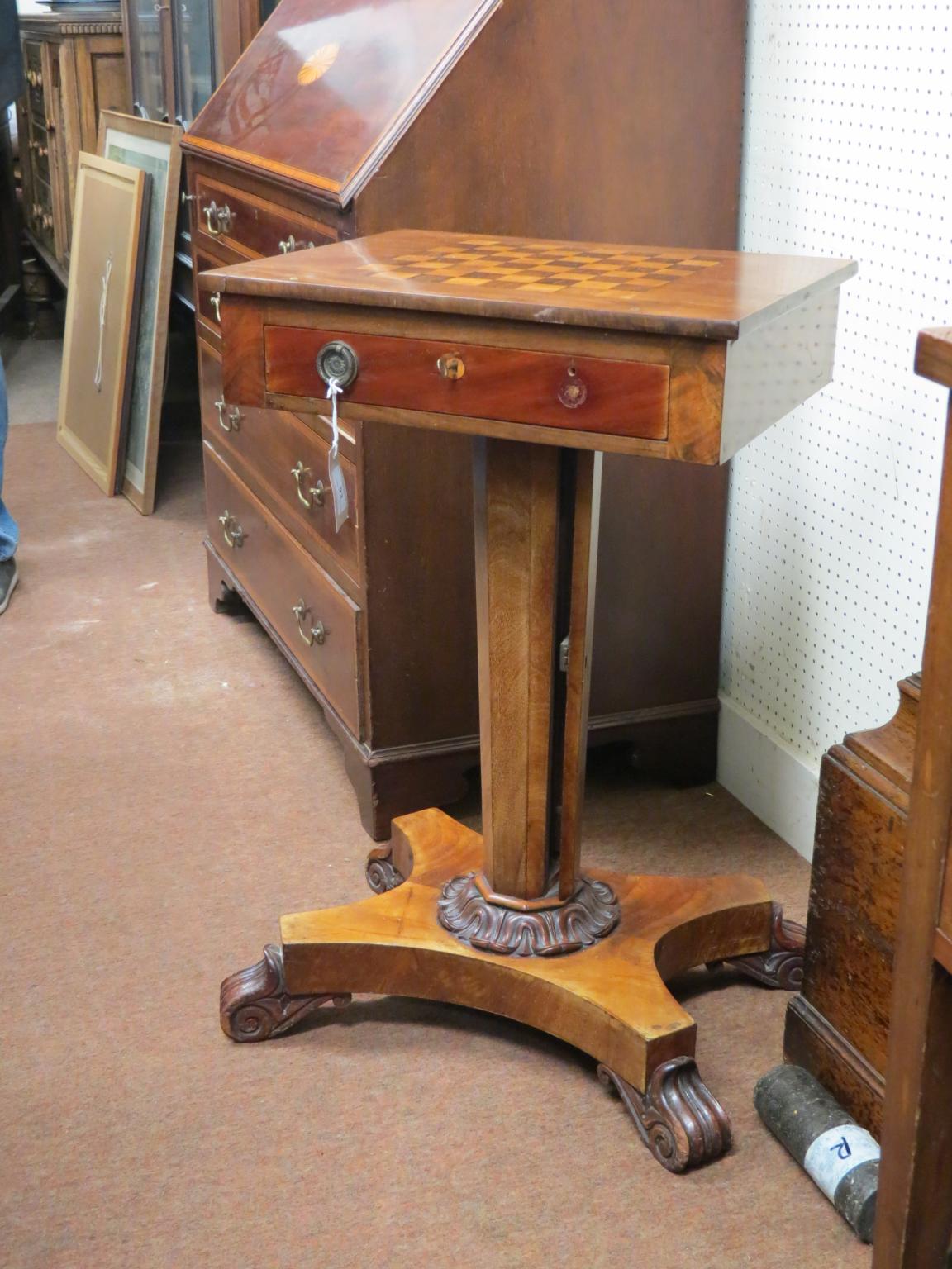 Appraisal: A Victorian mahogany games table with inlaid chess-board top single