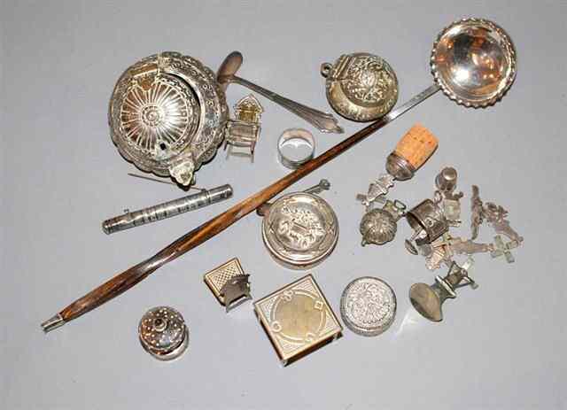 Appraisal: A SILVER PLATED PUNCH LADLE plated miniature furniture and other